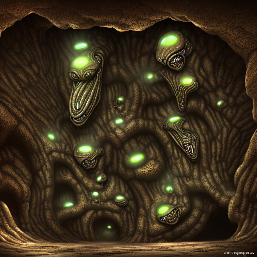 high detail photoreal geiger art style underground alien cavern alien 