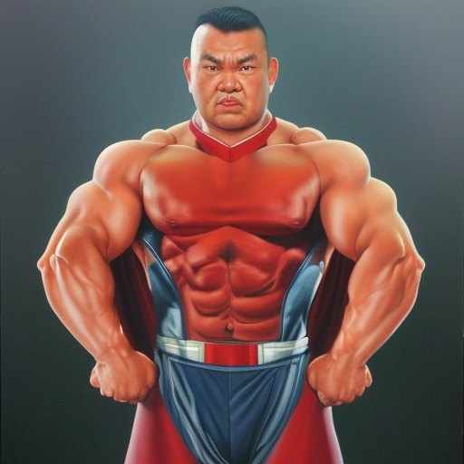 hyperdetailed portrait painting by alex ross of asian strong man superhero posing with arms on hips