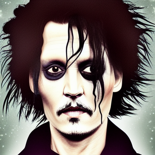 portrait of johnny depp as edward scissorhands, highly detailed, centered, solid color background, realistic photography
