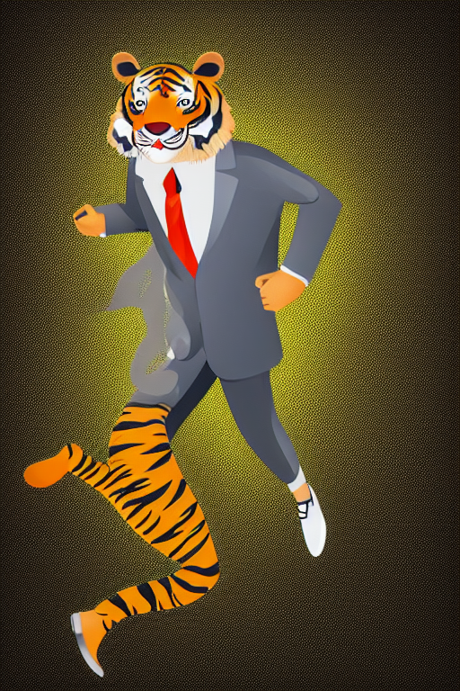 A tiger wearing a suit jacket and running shorts illustration