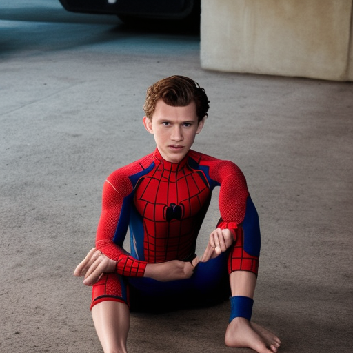 tom holland with feet instead of hands, bare feet, feet for hands