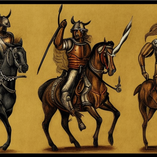 Draw an image of the Four Horsemen of the Apocalypse as ordinary people, with each one embodying a common object or concept. The first Horseman represents technology, the second represents finance, the third represents war, and the fourth represents disease.