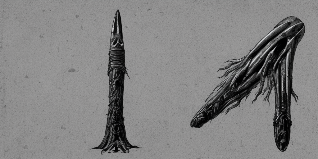 a H.R. Giger of A rocket and a phallus