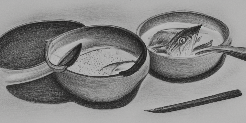 a drawing of Boiling fish