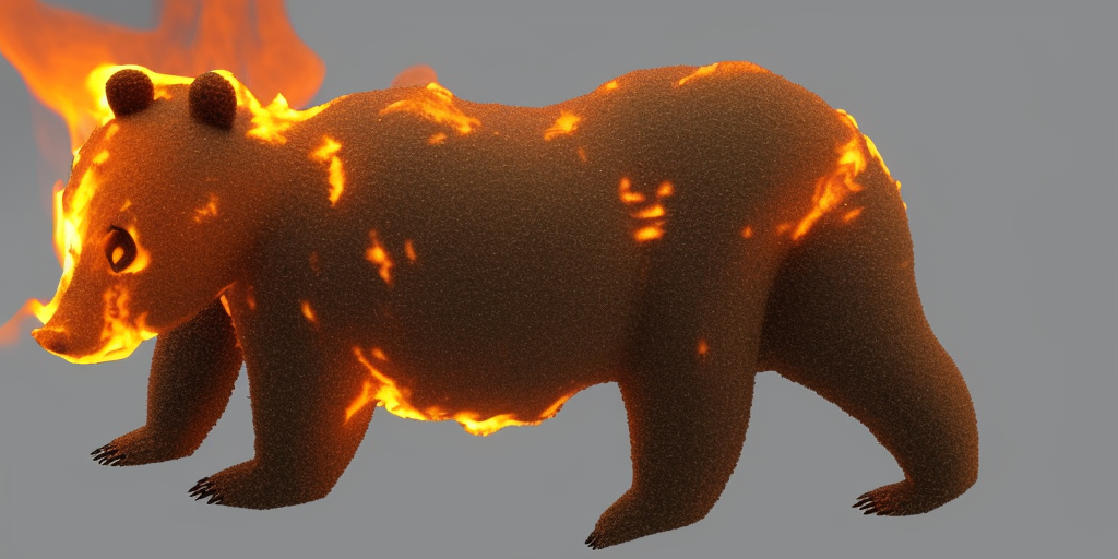 a 3d rendering of a burning Bear