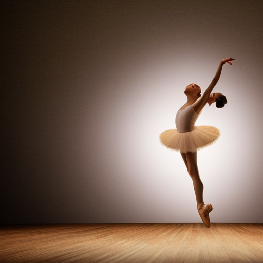 create a ballerina image watching a magic light inside a stage in a beautiful theater