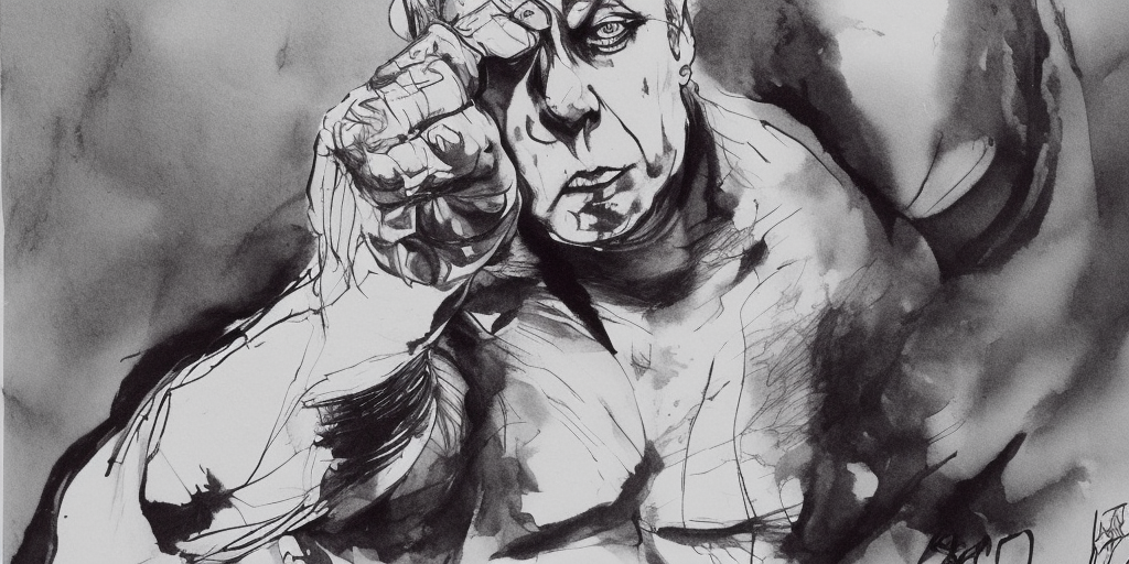 a ink drawing of Lindemann strikes back now!