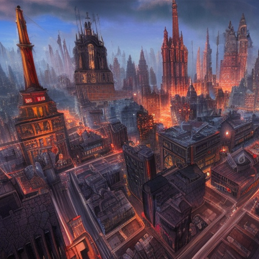 dark fantasy city, hyperrealistic, 4k hd