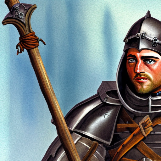 portrait of a male european medieval knight painted as a illustration os dungeons and dragons book