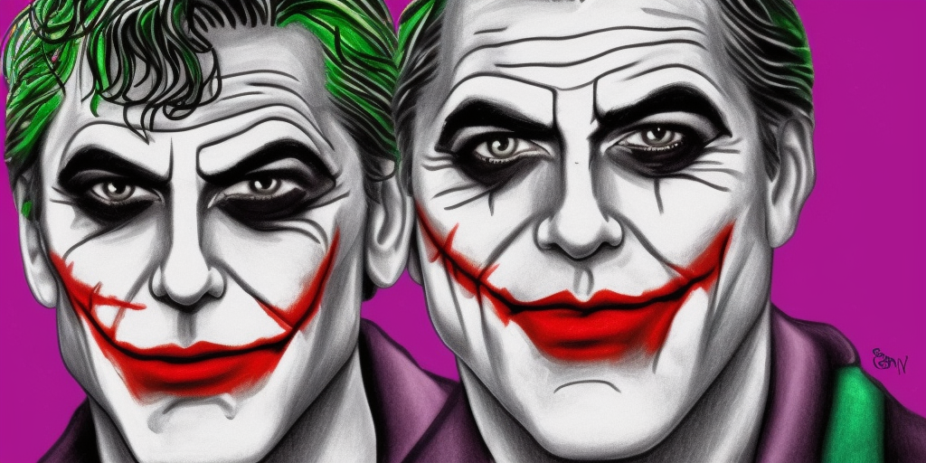 a drawing of george clooney as the joker