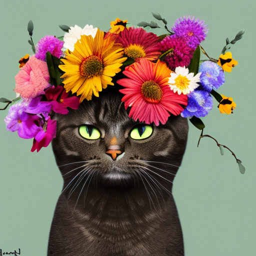 a cat made of flowers, concept art, 8k%>