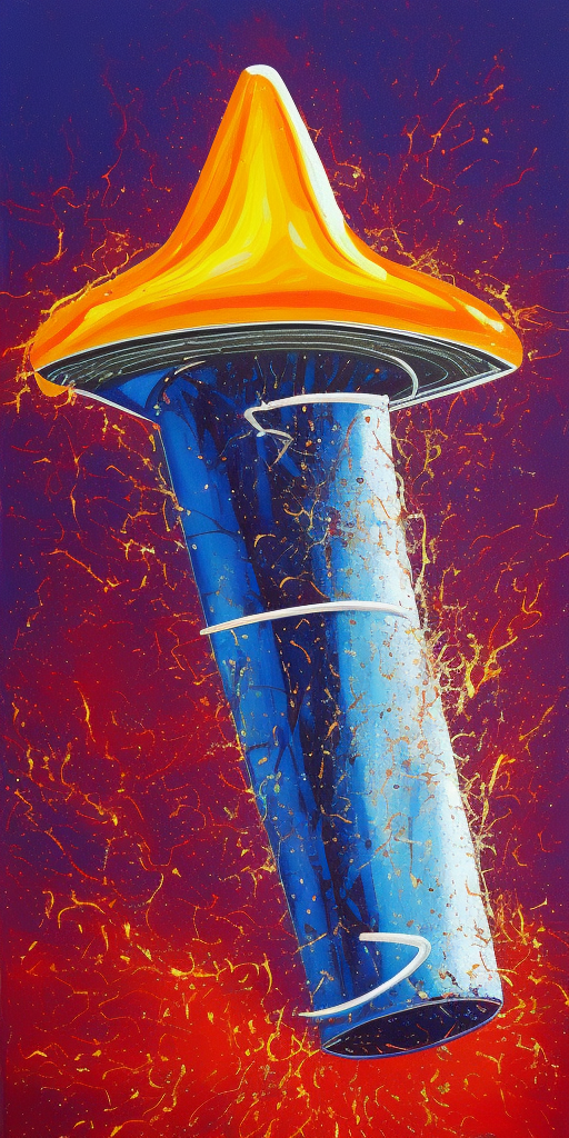 a painting of an exploding disco rocket