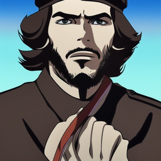 A detailed anime of Che Guevara in the style of Jojo made by Araki