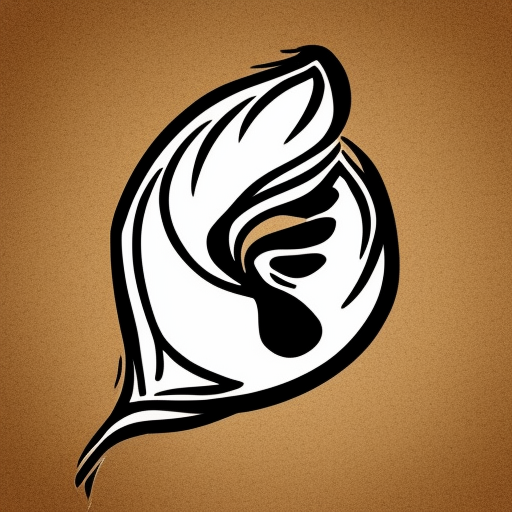 Feather and dog logo simple outline