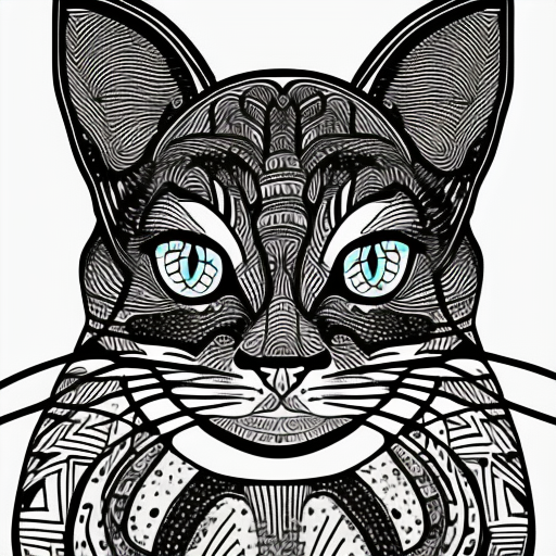  black and white psychedelic cat drawing, colorful, psychedelic, highly detailed,black backgrouned illustration high quality
