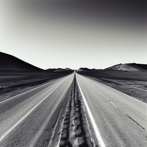 A highway in the middle of the desert black and white pencil illustration high quality