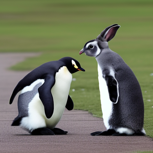 A bunny and a penguin 