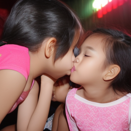 two kindergarten melayu girl kissing at night club 