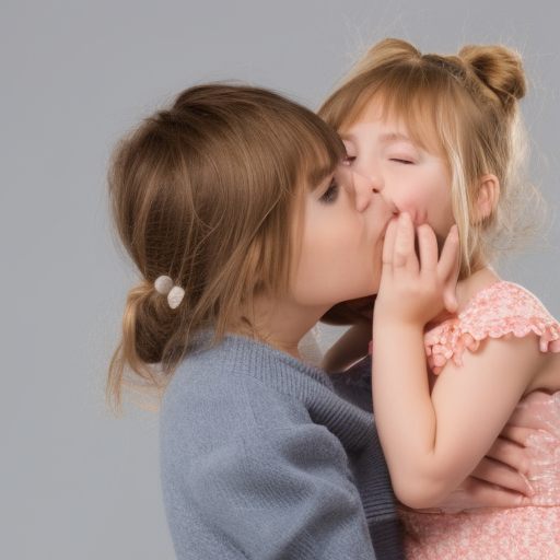 two model little girl kissing