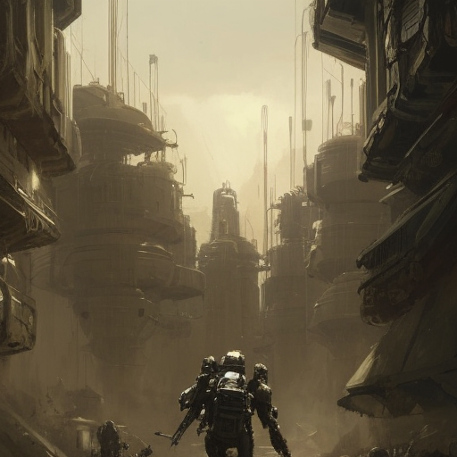 concept art by greg rutkowski, soldiers in futuristic tactical gear, running around the outside of a space colony, futuristic, brutalistic environment, scifi, detailed and intricate environment, reddish lighting, stressful atmosphere, high technology, highly detailed portrait, digital painting, artstation, concept art, smooth, sharp foccus ilustration, artstation hq.