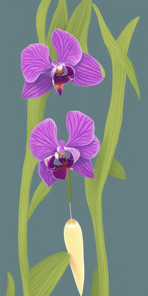drawing of a rocket flies through an orchid