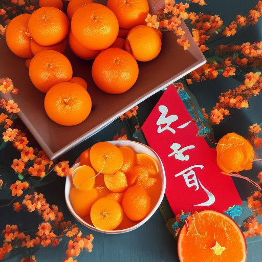 Lunar New Year celebration with oranges and rabbits