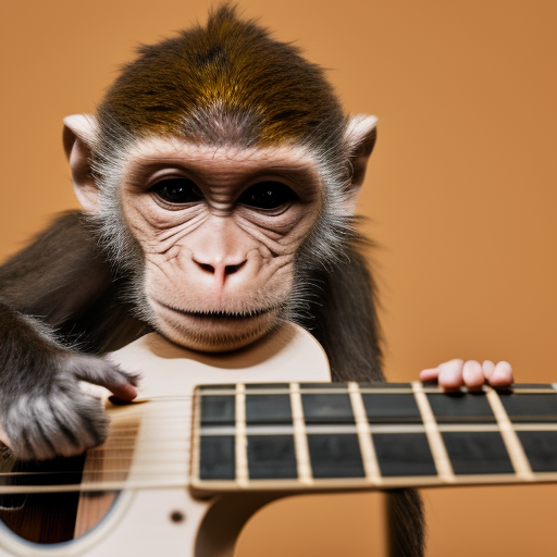 monkey playing guitar, with astronaut helmet, ultra-realistic portrait cinematic lighting 80mm lens, 8k, photography bokeh