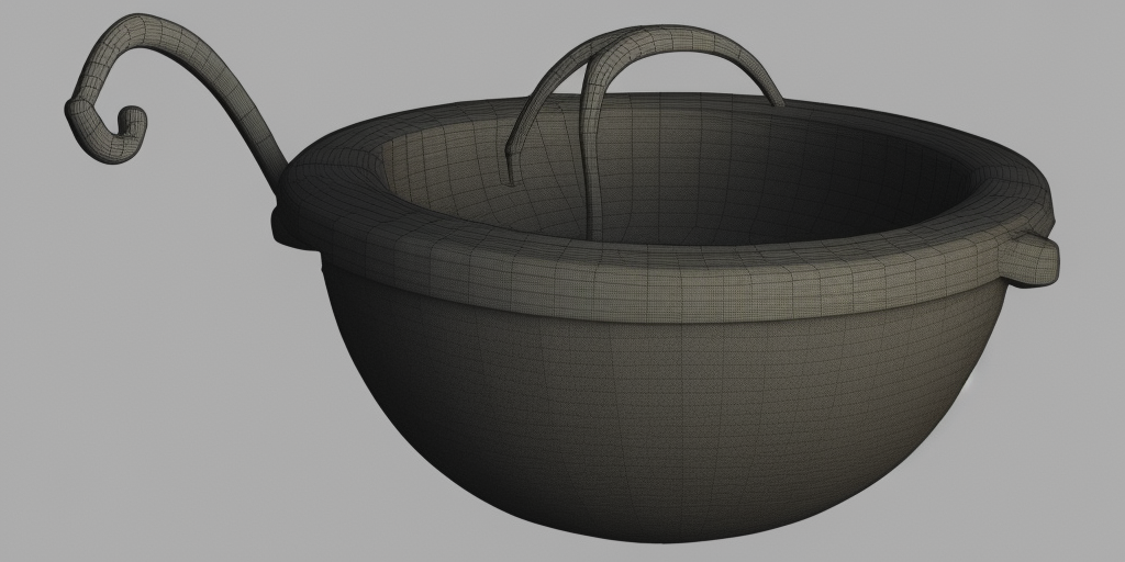 a 3d rendering of a Witch's cauldron