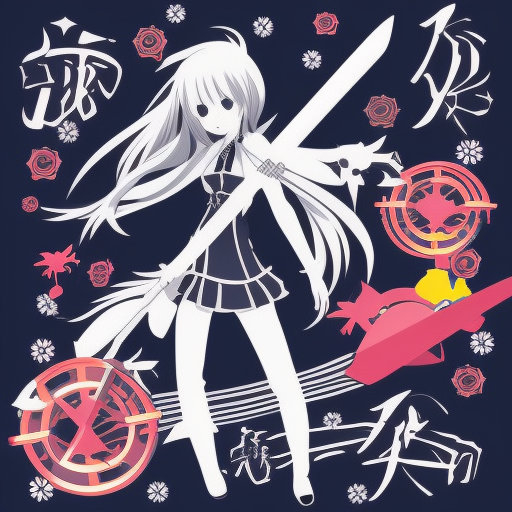 illustration of an anime girl with swords Vector graphics for t-shirt prints and other uses with white background