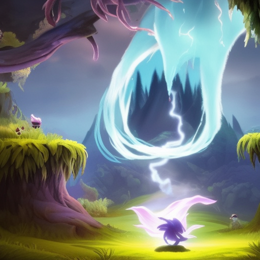 Create an image of the main character from the game Ori and the Will of the Wisps in a dynamic and striking pose. The character should be prominently displayed in the center of the composition, with their limbs and body positioned in a way that captures their motion and energy. The image should have the style and aesthetic of a poster, with bold colors and striking contrasts. The character's fur should be rendered in a way that highlights its texture and movement. The background should be evocative of the game's setting, with elements such as lush greenery or fantastical landscapes that complement the character and add depth to the overall image. The lighting should be dramatic and create a sense of atmosphere. The image should be created by Mór Than, the deviantart contest winner, who has a great understanding of the game's art style and the ability to capture its essence in a striking and memorable image, by Mór Than, deviant Art