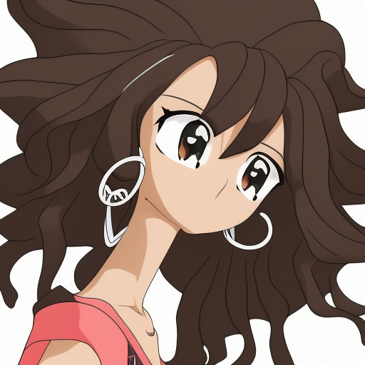 A brown skinned woman with black curly hair as an anime character, highly detailed, anime