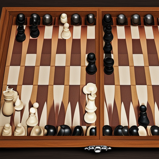 stylized backgammon board with chess pieces