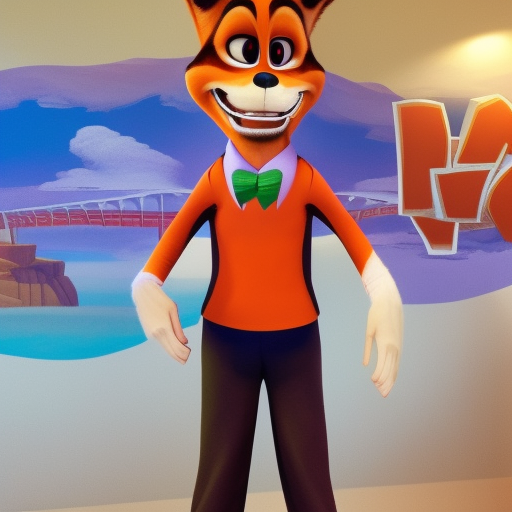 a Nick Wilde with russian t-short in front office of the Dubai and sunset
