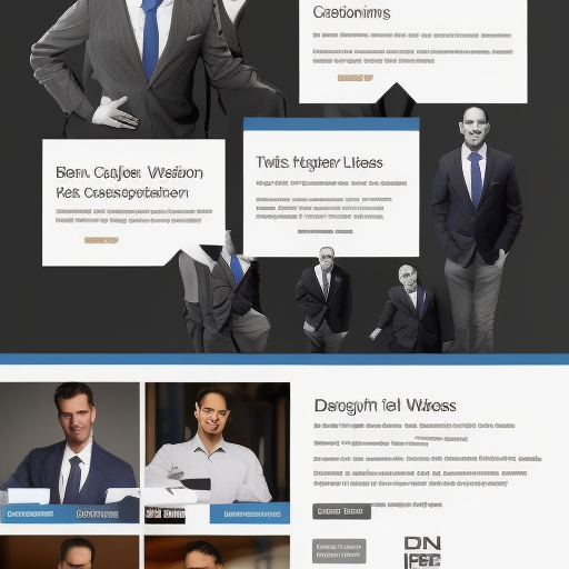 Generate a website design concept for a male web developer that showcases a clean, elegant and professional look, featuring a white male with brown hair and eyes, wearing a corporate shirt. Create a color scheme that is professional and eye-catching, incorporating shades of blue, white and grey. Design the website with a focus on responsive layouts, intuitive navigation, and attention-grabbing visuals, while emphasizing the developer's skills and experience in a way that is both memorable and effective. The design should be geared towards attracting small and medium-sized businesses in need of a skilled and reliable web developer, with an emphasis on the importance of building a strong online presence. The overall aesthetic should be modern, elegant and professional, while showcasing the developer's passion for innovation in the field of web design and development.