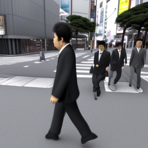 serious man walk on the street of Tokyo, 3d