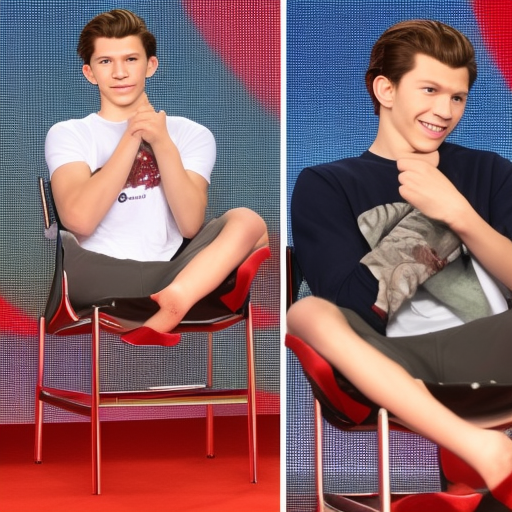 tom holland reacting to his hands which have turned into feet
