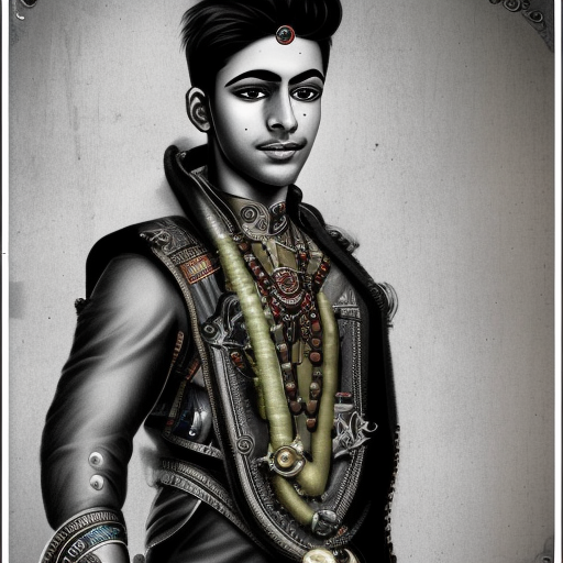 handsome young male hindu steampunk inventor