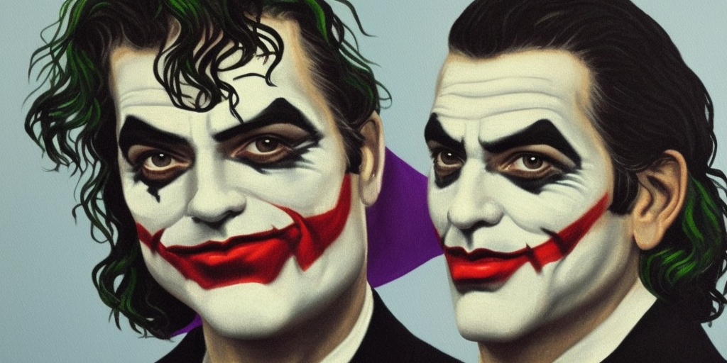 a classicism painting of george clooney as the joker