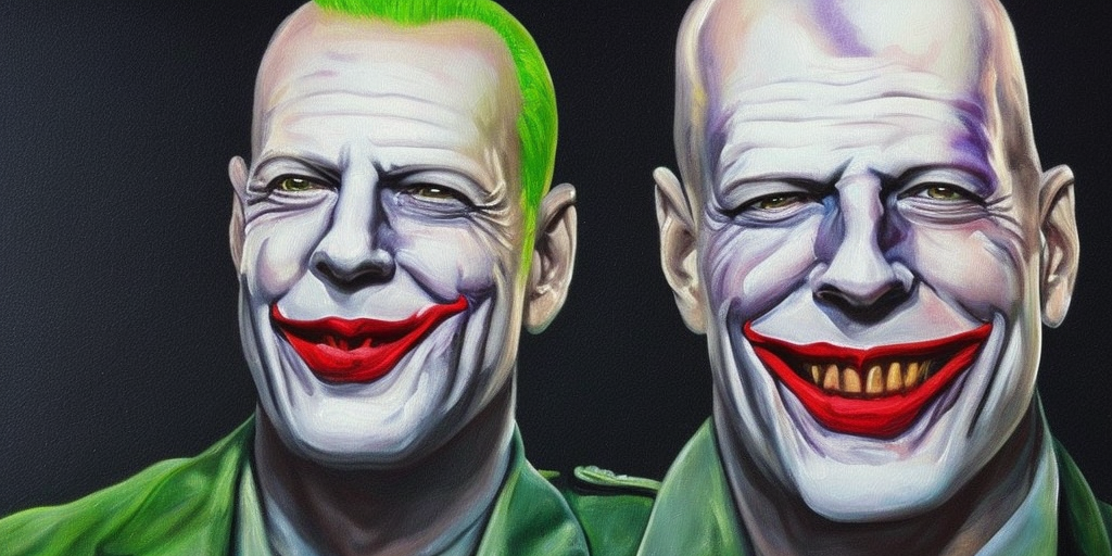 a painting of bruce willis as the joker