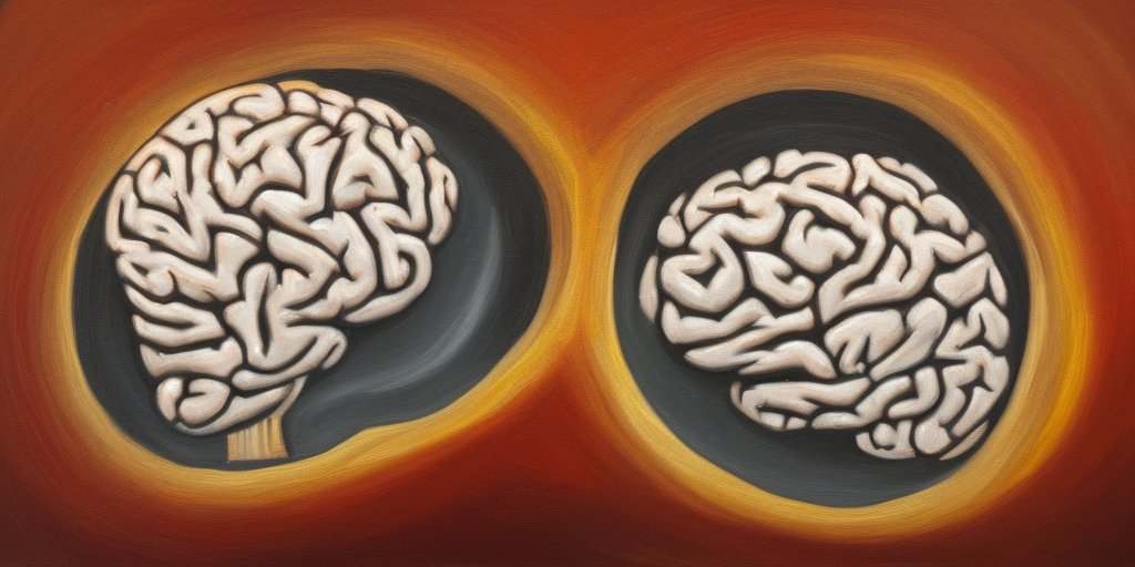 a oil painting of a Brain in a hole
