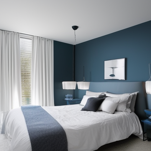 minimalistic dark cerulean bedroom