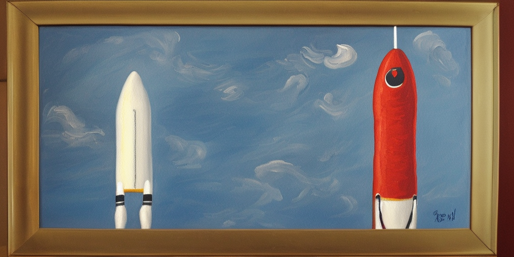 a painting of a rocket on a phallus