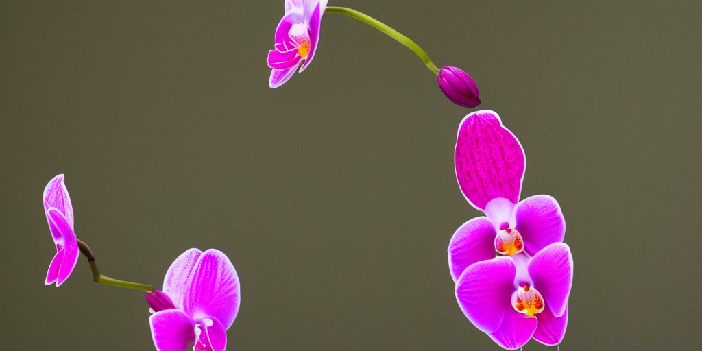 a photo of a rocket comes out of an orchid blossom