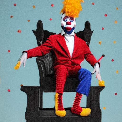 majestic cool clown on a throne
