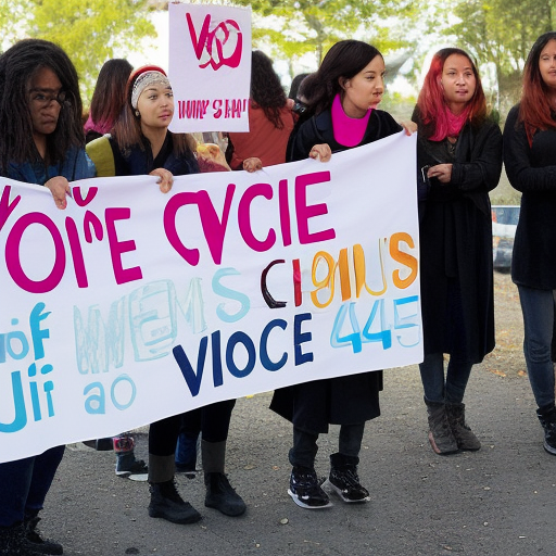 The image depicts a diverse group of women standing together, representing the gender critical women's rights struggle. They are shown in different age groups, ethnicities, and backgrounds to emphasize inclusivity. The women are holding banners and signs with the slogan "Voice of the 51%" written prominently. The background of the image could include symbols representing women's rights, such as the Venus symbol, interlaced female symbols, or the equal sign.