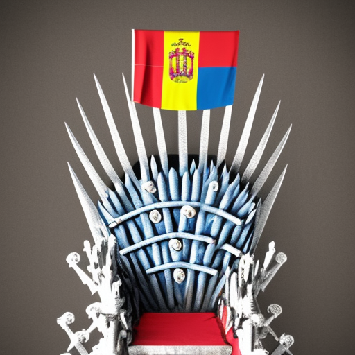 clown shark on iron throne with spanish flag and french flag