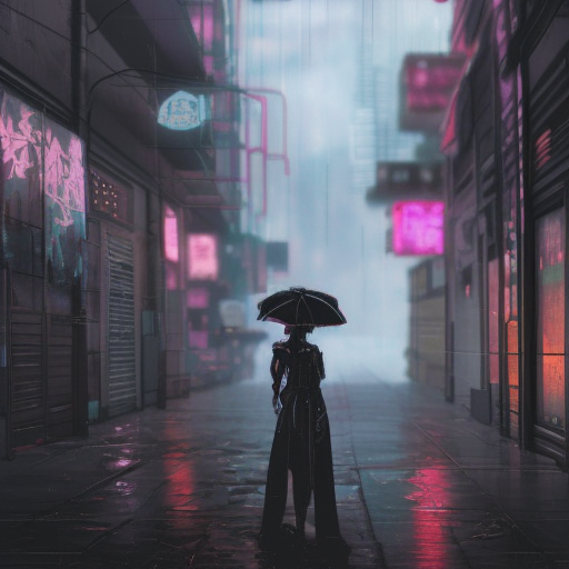 photorealism Cyberpunk Thick Female Alley Rain