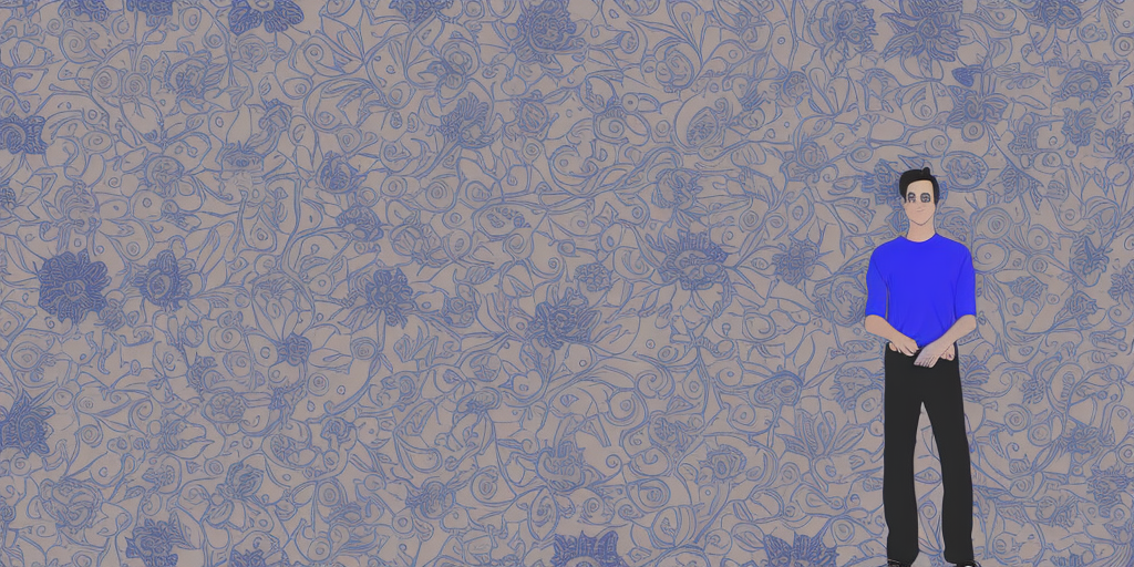 a 3d Rendering in the center of which is a volume control labeled from 1 to 11, as it is typically found in guitar amplifiers. He stands, but not quite on 11. The background is a dark blue floral pattern.