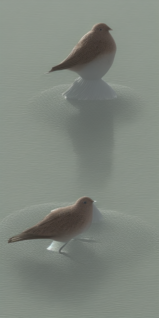 a 3d rendering of A bird suffocates in water