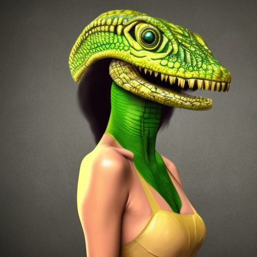reptilian alien empress. with large headdress, in a royal palace. cosmo in background. long yellow Dress. Green body skin. cyberpunk realistic, old photo,soft light